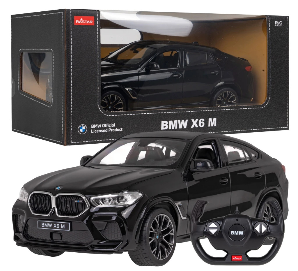 BMW X6 M fekete RASTAR modell 1:14 Távirányítós autó + 2,4 GHz-es távirányító