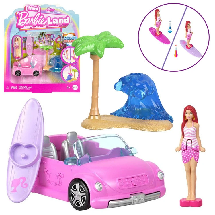 Mattel Barbie Mini Land Surfer baba deszkával + színváltós autó