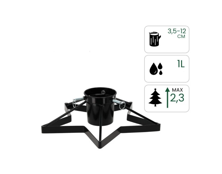 Csillag formájú karácsonyfa állvány – 3,5-12 cm (1 literes víztartállyal)