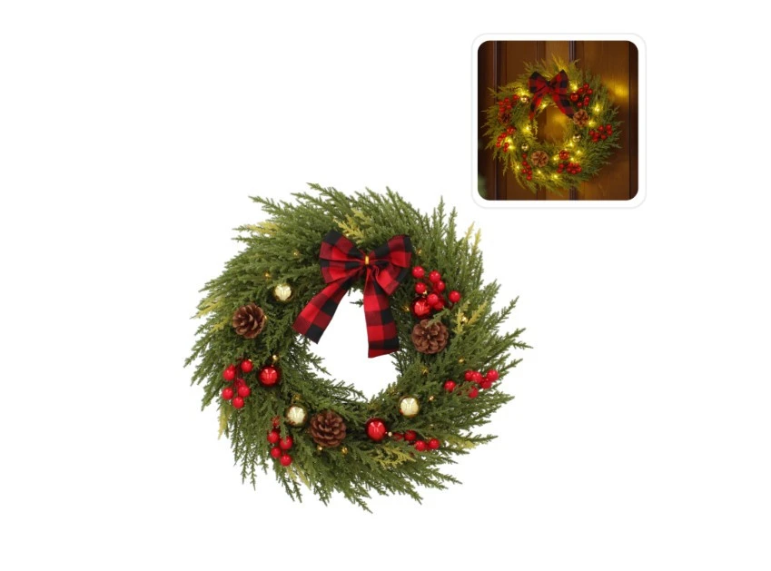 LED-ES KARÁCSONYI KOSZORÚ 40 CM – elemes