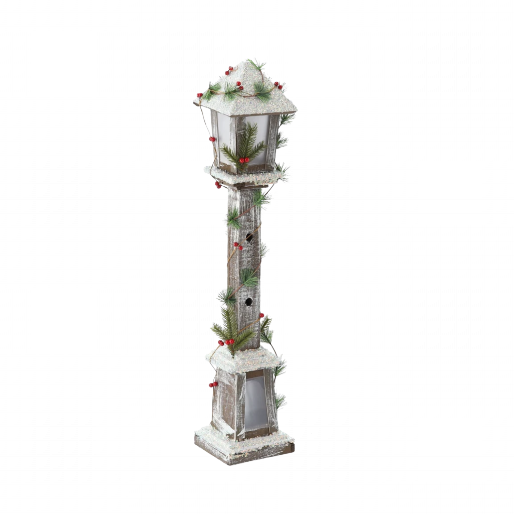 Vintage Fa Karácsonyi Lámpás LED Világítással – 60 cm