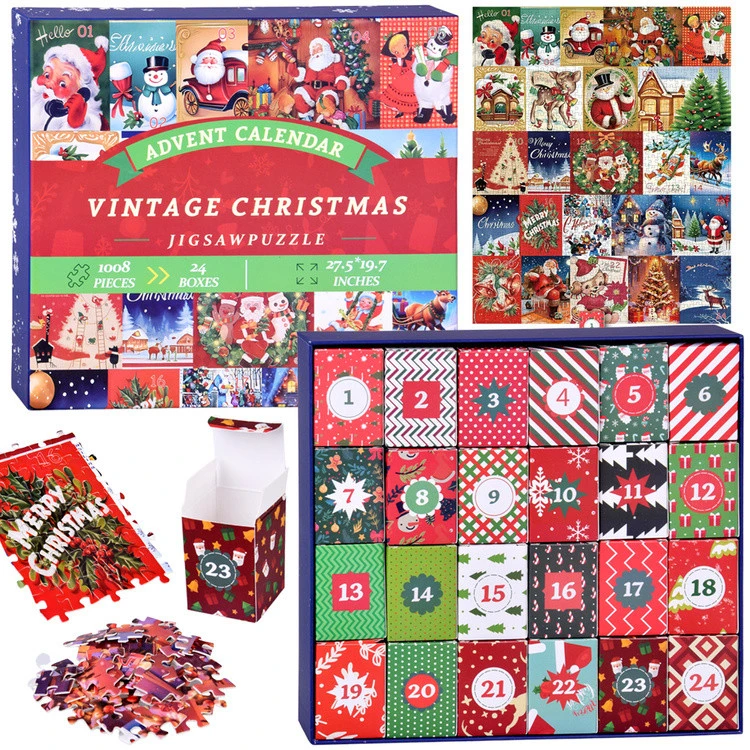 Adventi naptár PUZZLE – karácsonyi puzzle RETRO stílusban – 1 nagy képet alkot