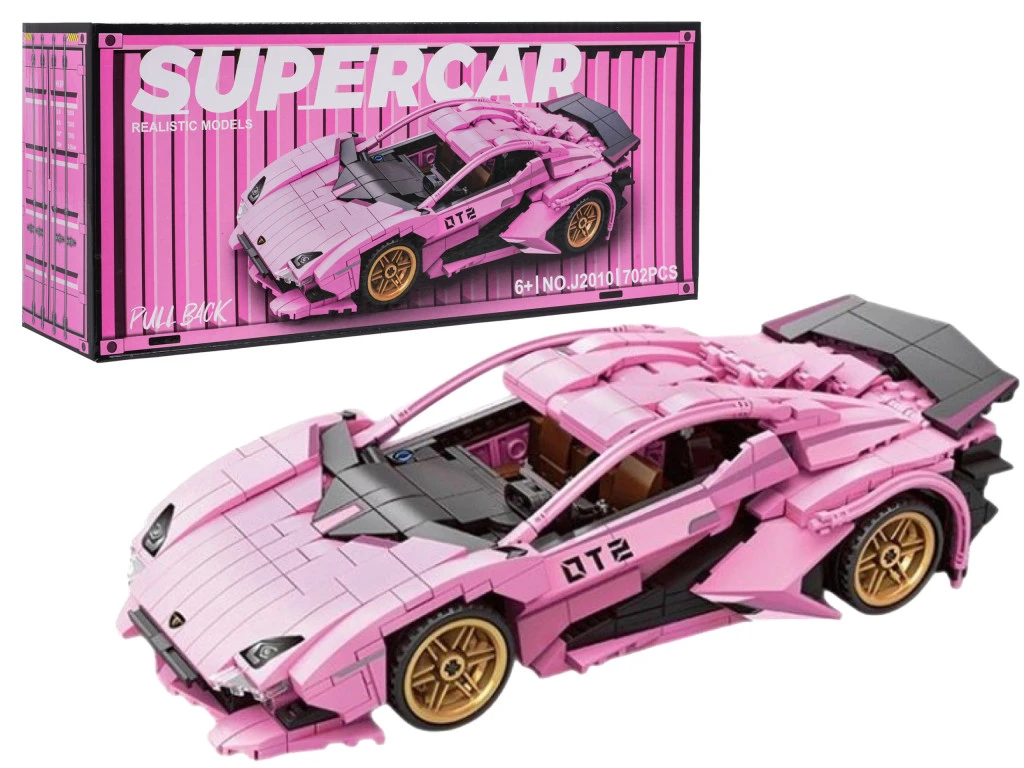 Rózsaszín sportautó kockakészlet – 702 darabos