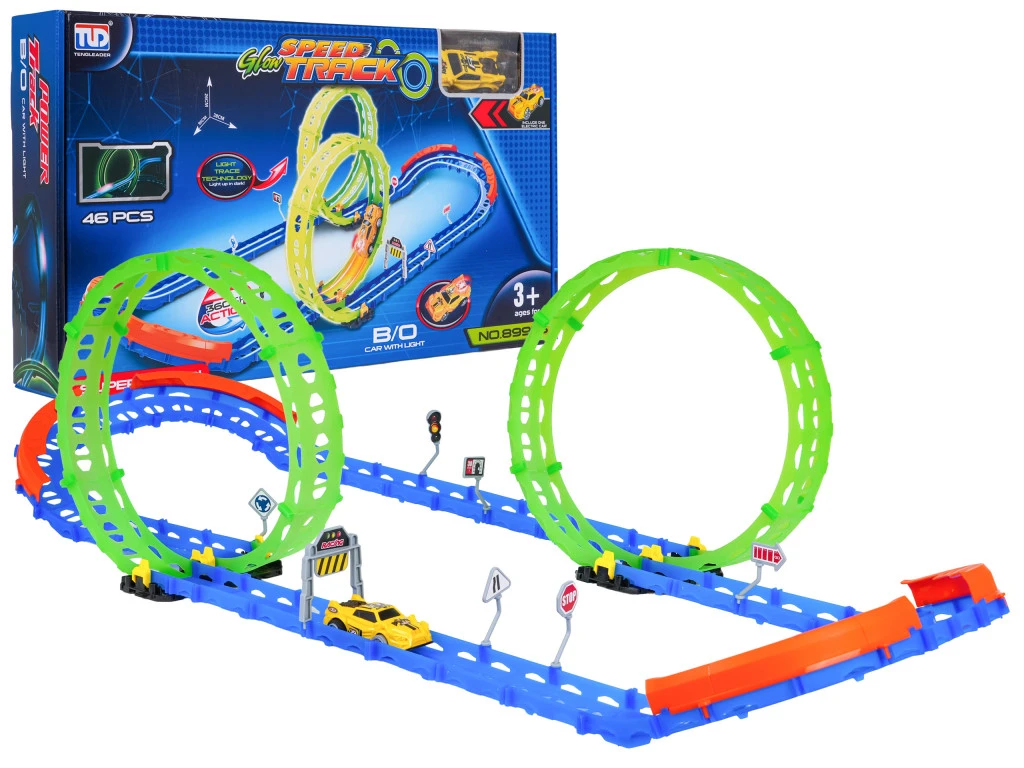 Sötétben világító versenypálya 46 darabos