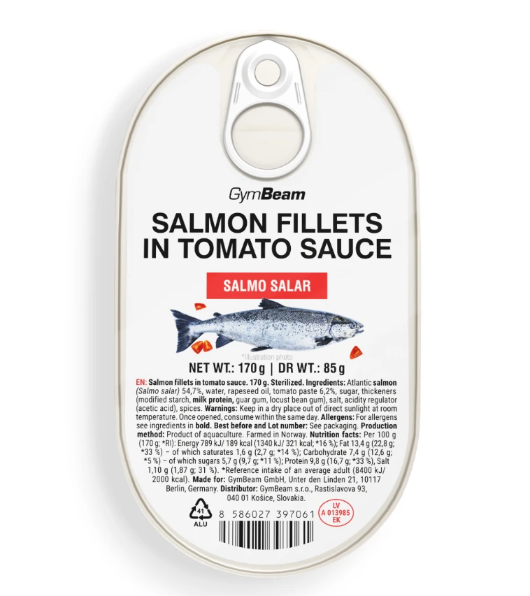Lazacfilé paradicsomszószban 170/85g – GymBeam