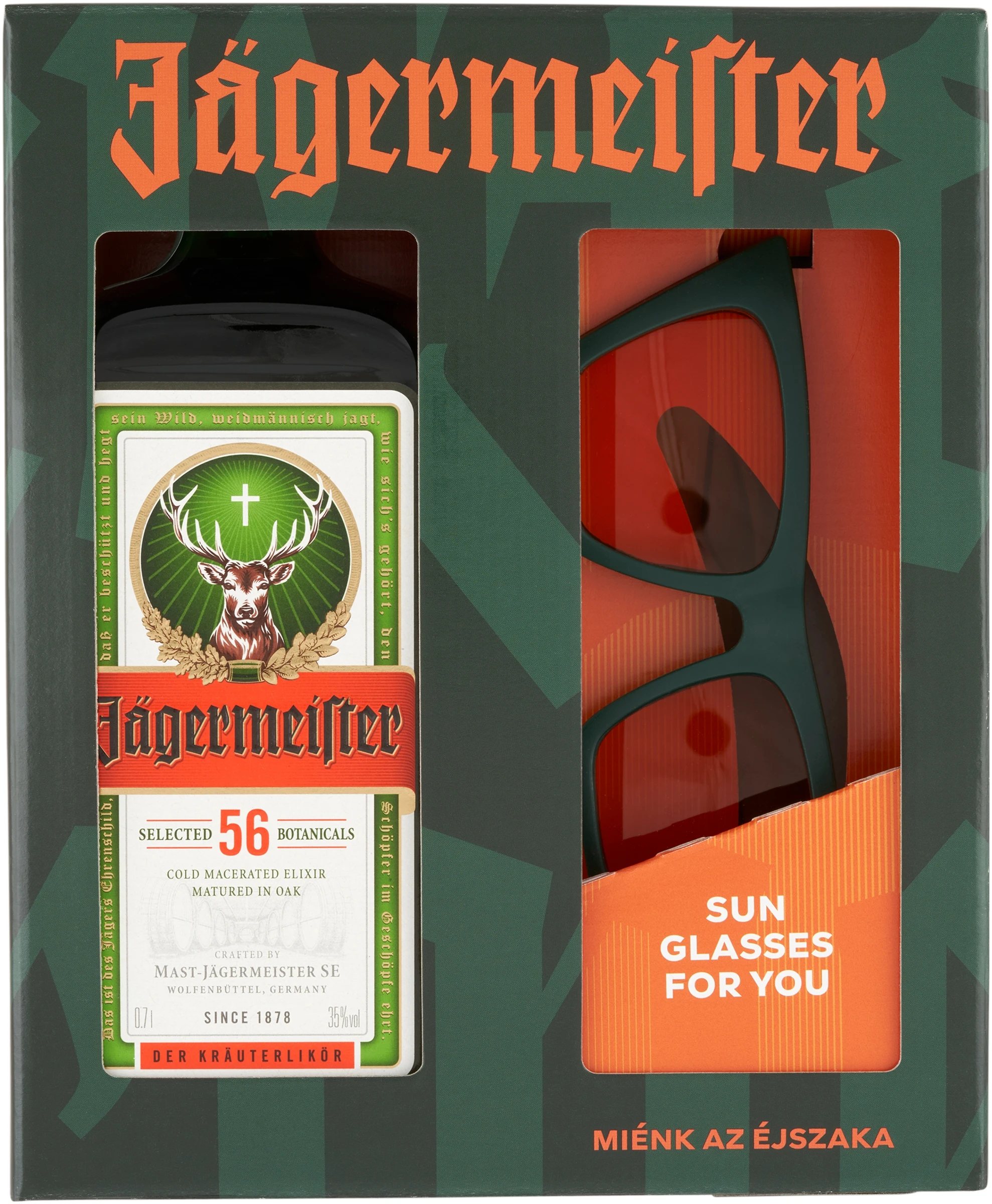 JAGERMEISTER 35% + SZARVASFEJ KIÖNTŐ DÍSZDOBOZ ÜV.DRS 0.7L