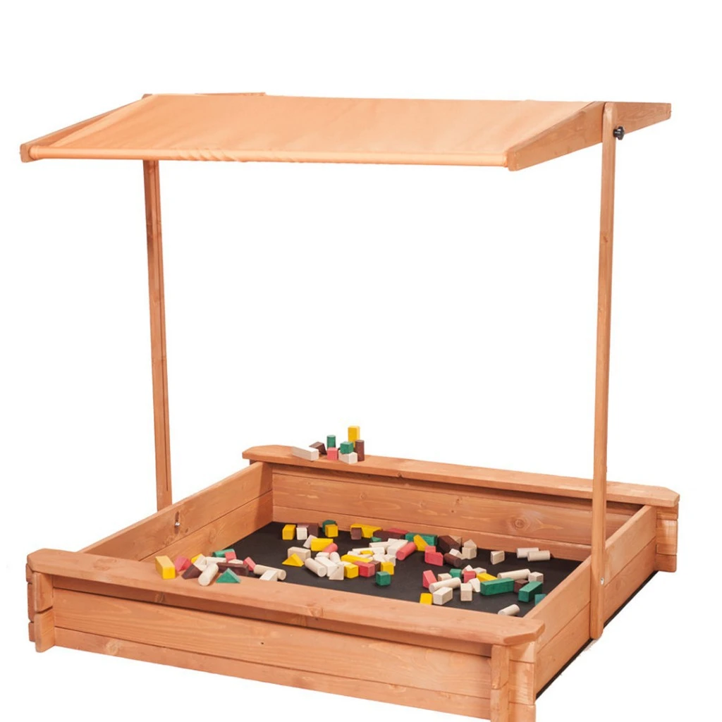 Fa homokozó tetővel (120 cm x 120 cm)