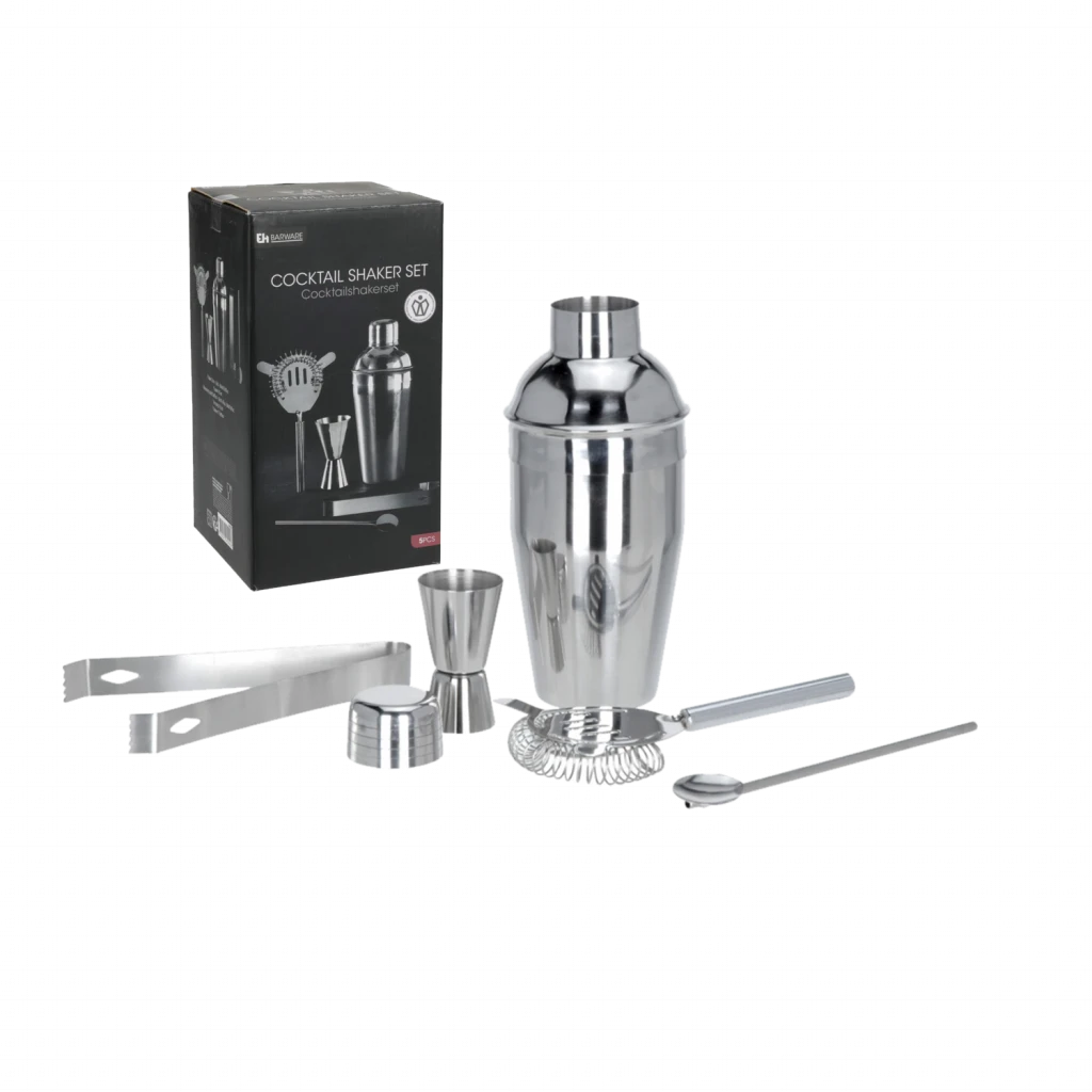 5 darabos koktél shaker készlet – rozsdamentes acél