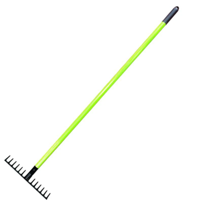 Sötét üvegszálas fogantyúval ellátott 35 x 8 x 148 cm-es kerti gereblye