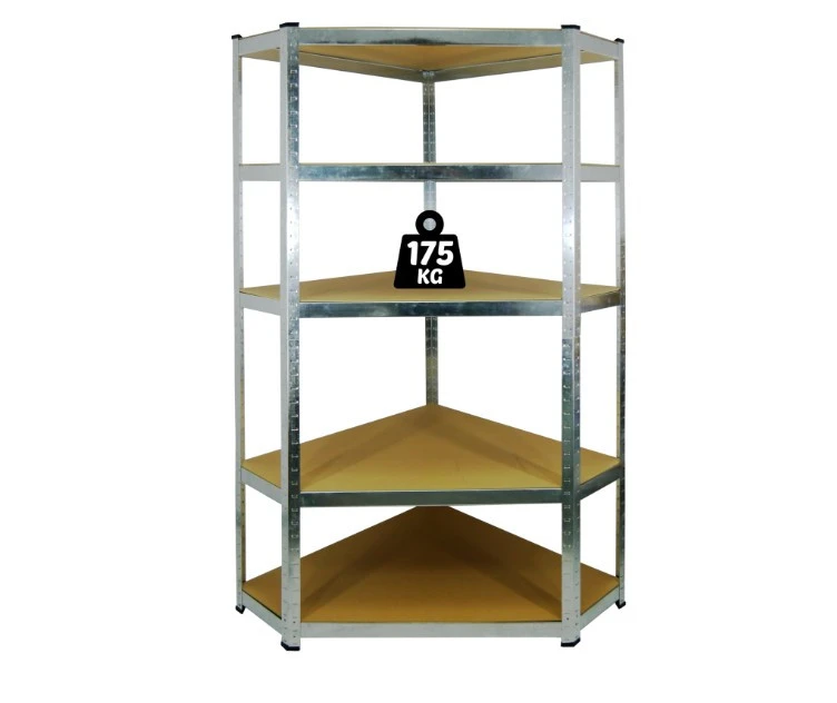 5 SZINTES SAROKPOLCOS EGYSÉG 180 x 90 x 30 CM (POLCOK TEHERBÍRÁSA: 175 KG)