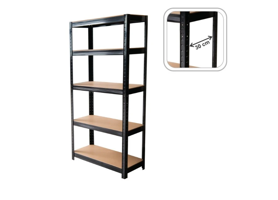 5 szintes polc 180 x 90 x 30 CM – FEKETE