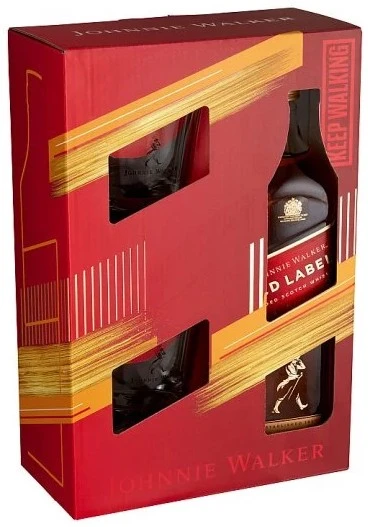JOHNNIE WALKER RED 40% PAPÍR DÍSZDOBOZ +2POHÁR DRS 0.7L