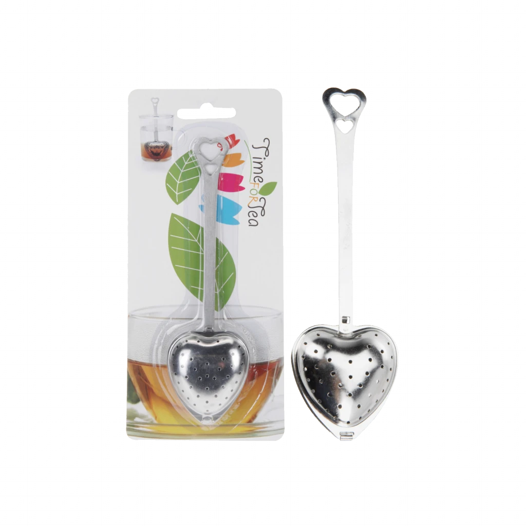 Szív alakú rozsdamentes acél teafőző – „Time for Tea”