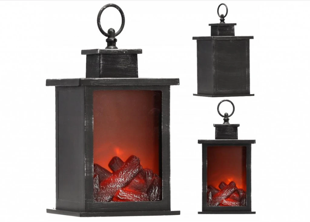 Dekor LED kandalló lámpás 140X140X245 MM  – Fekete