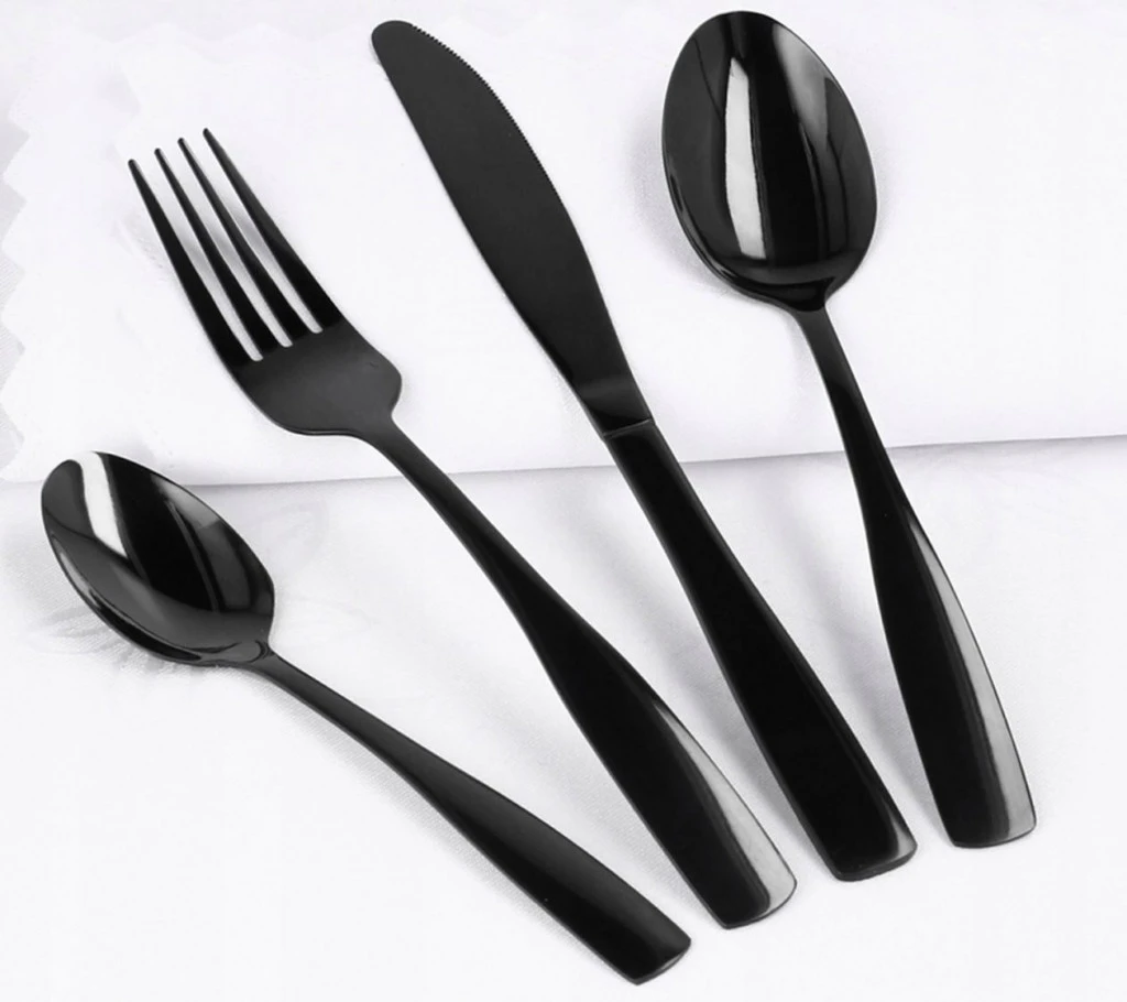 Fekete 24 elemes evőeszköz készlet