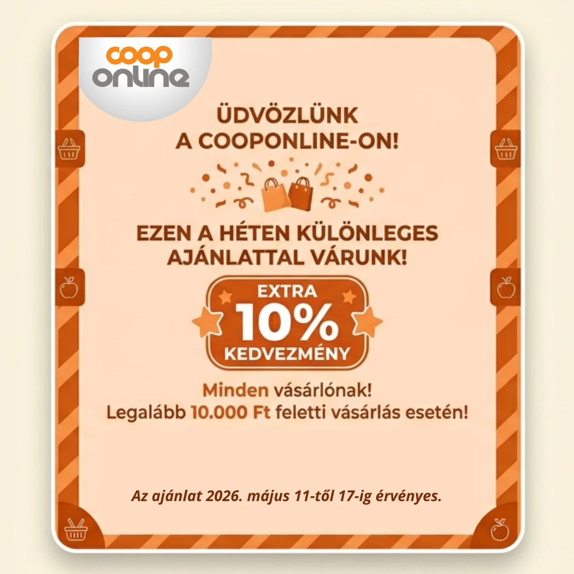 Főoldali kupon popup