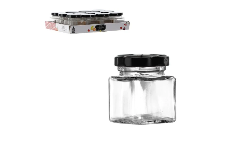 80 ml-es négyszögletes befőttes üveg fém kupakkal