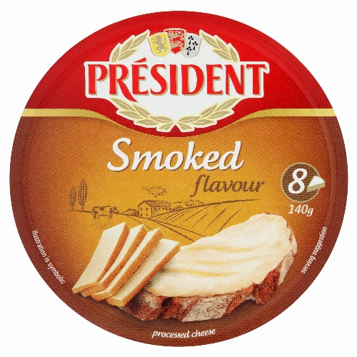Président füst ízű kenhető zsíros ömlesztett sajtkészítmény 8 db 140 g