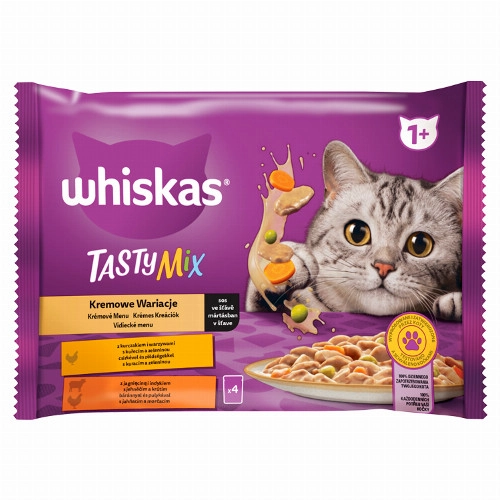 Whiskas 1+ Tasty Mix teljes értékű nedves eledel felnőtt macskáknak 4 x 85 g (340 g)