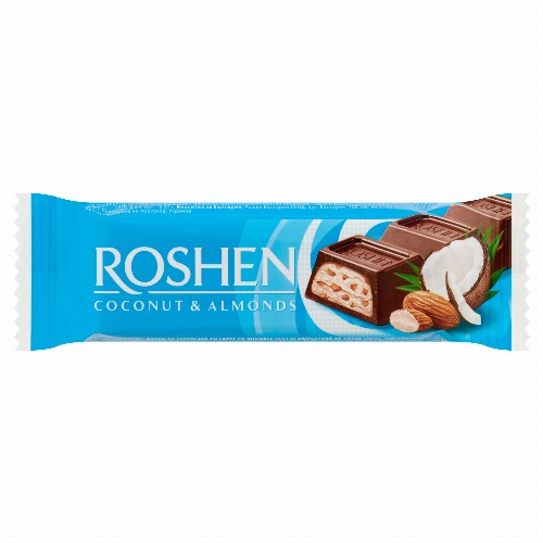 Roshen tejcsokoládé szelet mandulával és kókuszos töltelékkel 29 g
