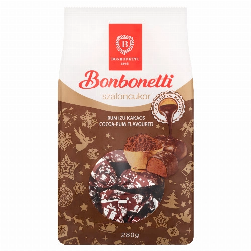 Bonbonetti étcsokoládéval mártott rum ízű kakaós szaloncukor 280 g