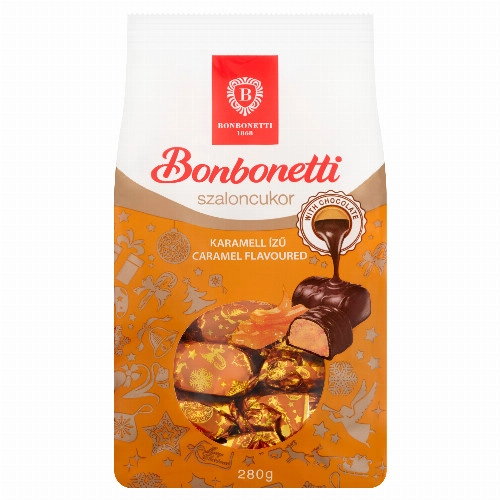 Bonbonetti étcsokoládéval mártott karamell ízű szaloncukor 280 g