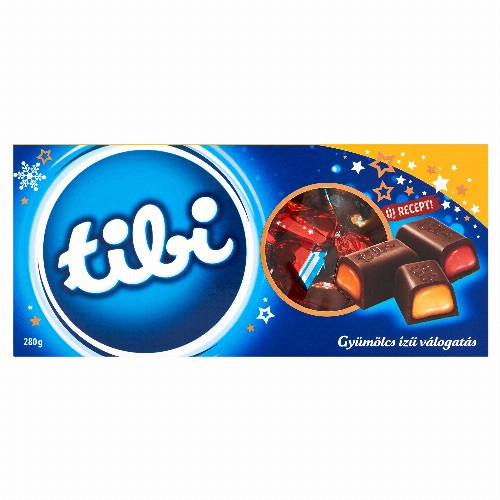 Tibi gyümölcs ízű szaloncukor válogatás étcsokoládéval 280 g