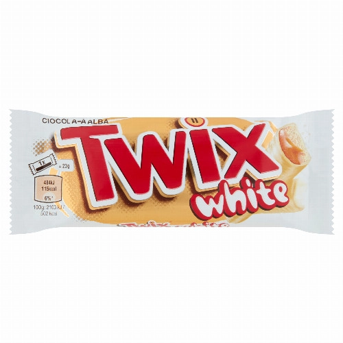 Twix White kekszes szeletek karamellával, fehér csokoládéba mártva 2 x 23 g (46 g)