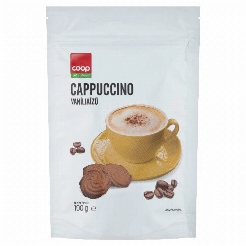 Coop vaníliaízű cappuccino instant kávéitalpor 100 g