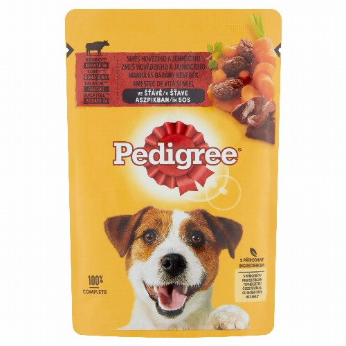 Pedigree teljes értékű nedves eledel felnőtt kutyák részére marhával és báránnyal aszpikban 100 g