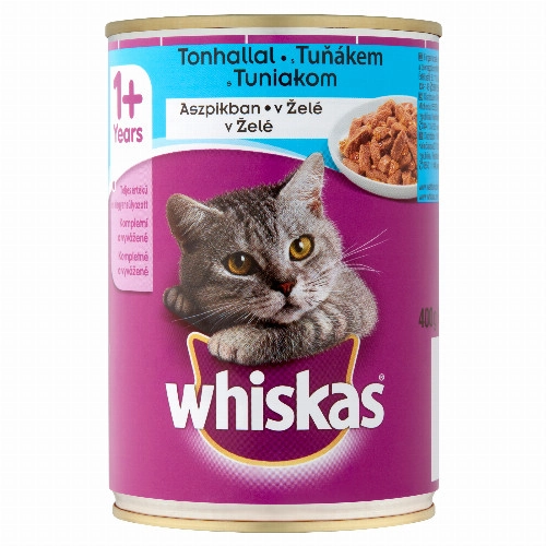Whiskas teljes értékű nedves eledel felnőtt macskáknak tonhallal aszpikban 400 g