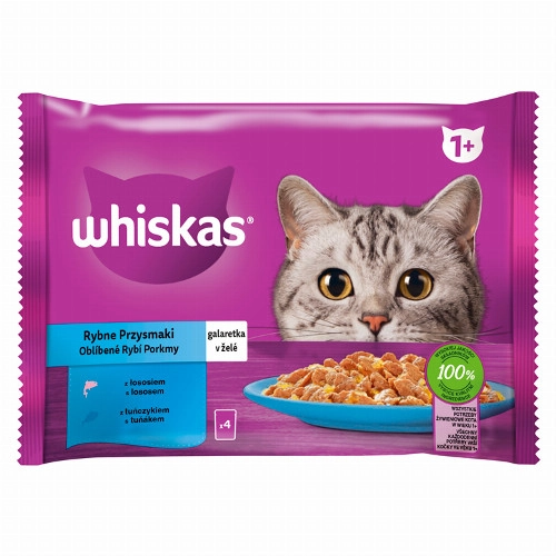 Whiskas 1+ Halas Kedvencek teljes értékű nedves eledel felnőtt macskának 4 x 85 g (340 g)