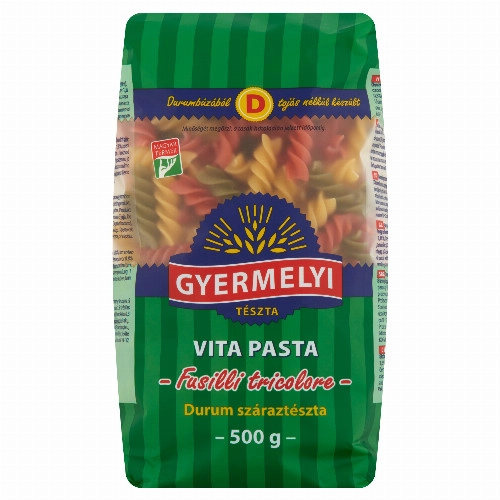 Gyermelyi Vita Pasta Fusilli Tricolore durum száraztészta 500 g