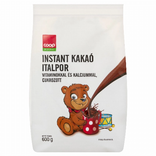 Coop cukrozott instant kakaó italpor vitaminokkal és kalciummal 600 g