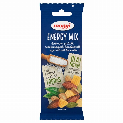 Mogyi Energy Mix szárazon pirított, sózott magvak, kandírozott gyümölcsök keveréke 55 g 