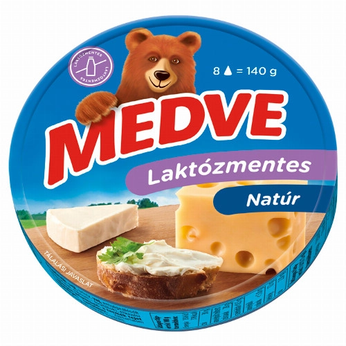 Medve laktózmentes natúr kenhető, félzsíros ömlesztett sajt 8 x 17,5 g (140 g)