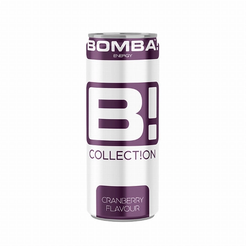 BOMBA! feketeribizli-vörösáfonya-kardamom ízű szénsavas ital, koffeinnel és vitaminokkal 250 ml