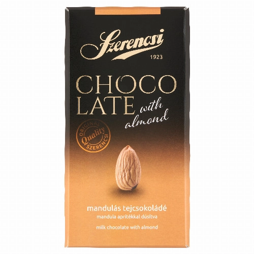 Szerencsi Choco Latte mandulás tejcsokoládé mandula aprítékkal dúsítva 90 g