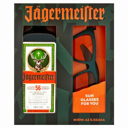 Jägermeister gyógynövénylikőr díszdobozban napszemüveggel 90's 35% 0,7 l