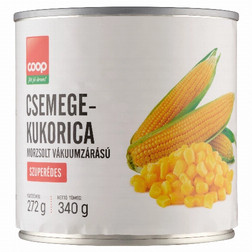 Coop szuperédes morzsolt vákuumzárású csemegekukorica 340 g