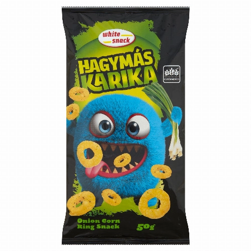 White Snack Hagymás Karika gluténmentes hagymás extrudált kukoricapehely 50 g