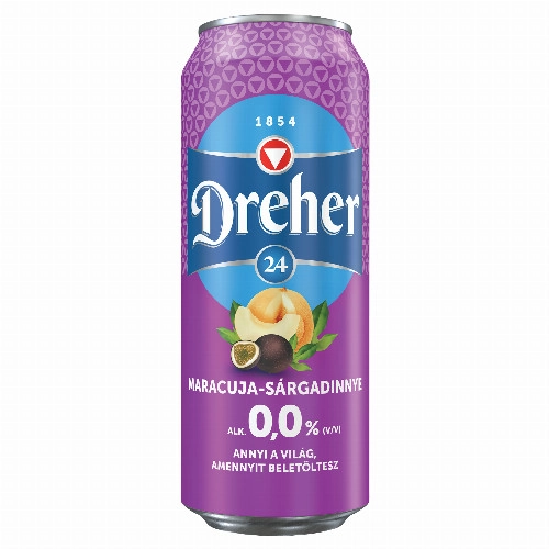 Dreher 24 alkoholmentes világos sör és maracuja-sárgadinnye ízű ital keveréke 0,5 l