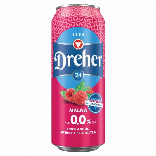 Dreher 24 alkoholmentes világos sör és málna ízű ital keveréke cukorral és édesítőszerrel 0,5 l