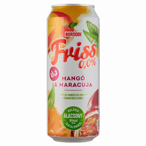 Borsodi Friss 0,0% mangó-maracuja ízű ital és alkoholmentes világos sör keveréke 0,5 l