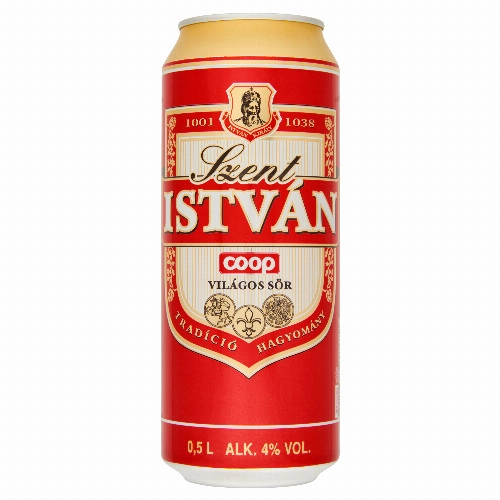 Coop Szent István világos sör 4% 0,5 l