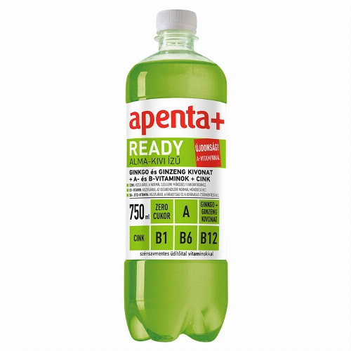 Apenta+ Ready alma-kivi ízű szénsavmentes, energiamentes üdítőital vitaminokkal 750 ml