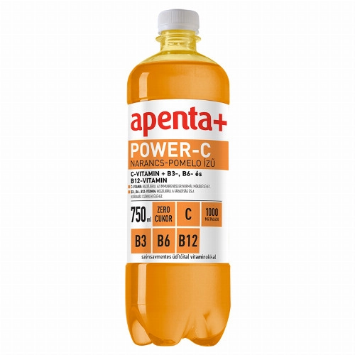 Apenta+ Power-C narancs-pomelo ízű szénsavmentes, energiamentes üdítőital édesítőszerekkel 750 ml