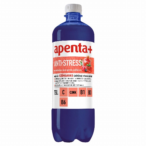 Apenta+ Anti-Stress gránátalma-acai-piros szőlő ízű, enyhén szénsavas üdítőital 750 ml
