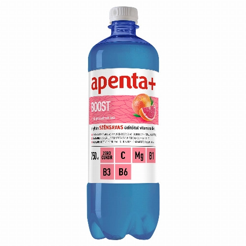 Apenta+ Boost pink grapefruit ízű, enyhén szénsavas, energiamentes üdítőital édesítőszerekkel 750 ml