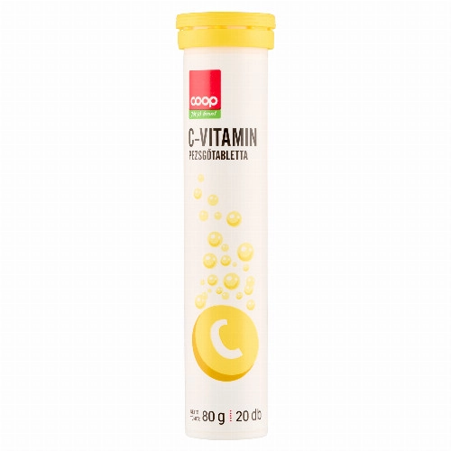 Coop citrom ízű C-vitamin étrend-kiegészítő pezsgőtabletta édesítőszerekkel 20 x 4 g (80 g)